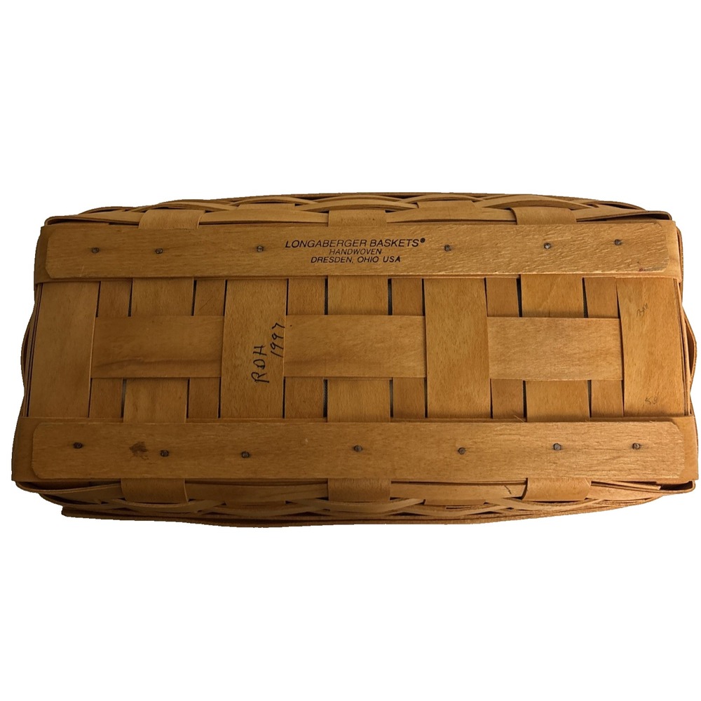 Longaberger Bread Basket Set Basket Plaid Fabric Liner Regular Protector 1997 - Picture 5 of 13